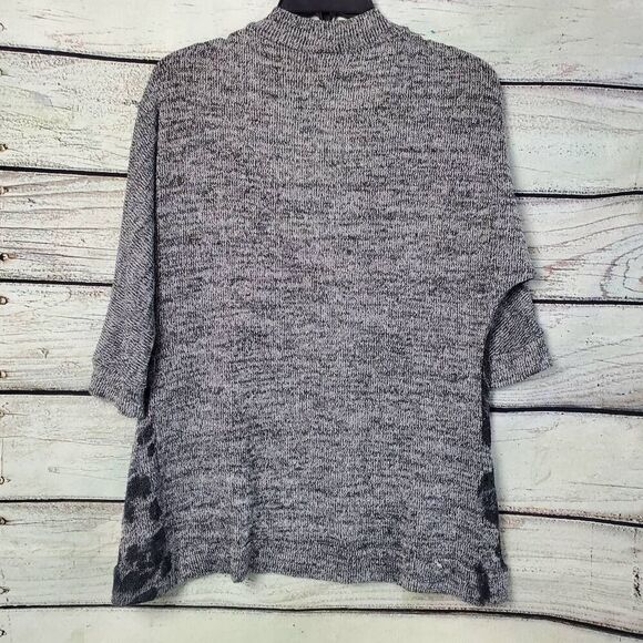 Vanity Women's Small Leopard Print Open Front Cardigan Gray Black 3/4 Sleeve Kni - Picture 6 of 7